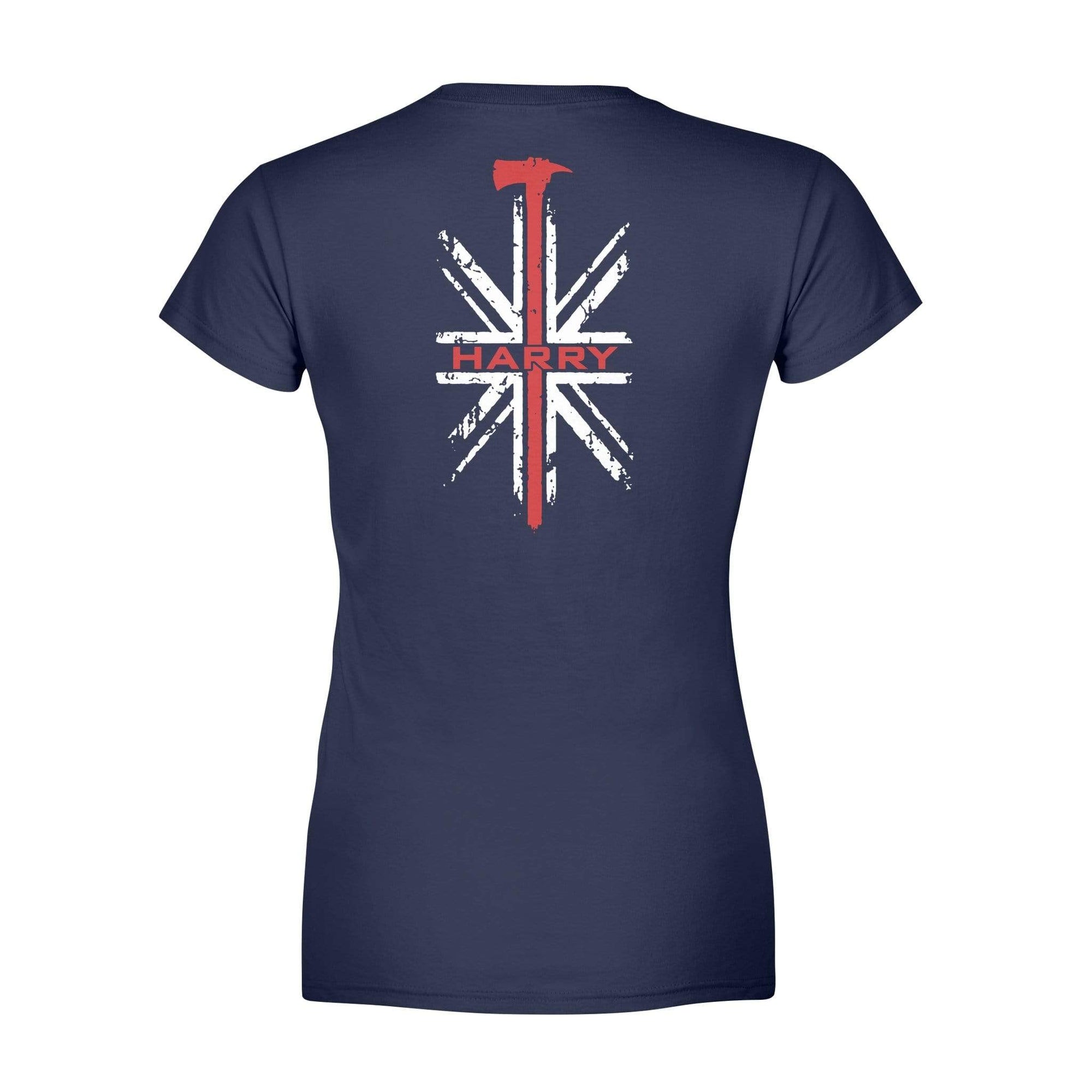 Apparel XS / Navy Personalized Shirt - Firefighter Axe UK Flag - Standard Women's T-shirt
