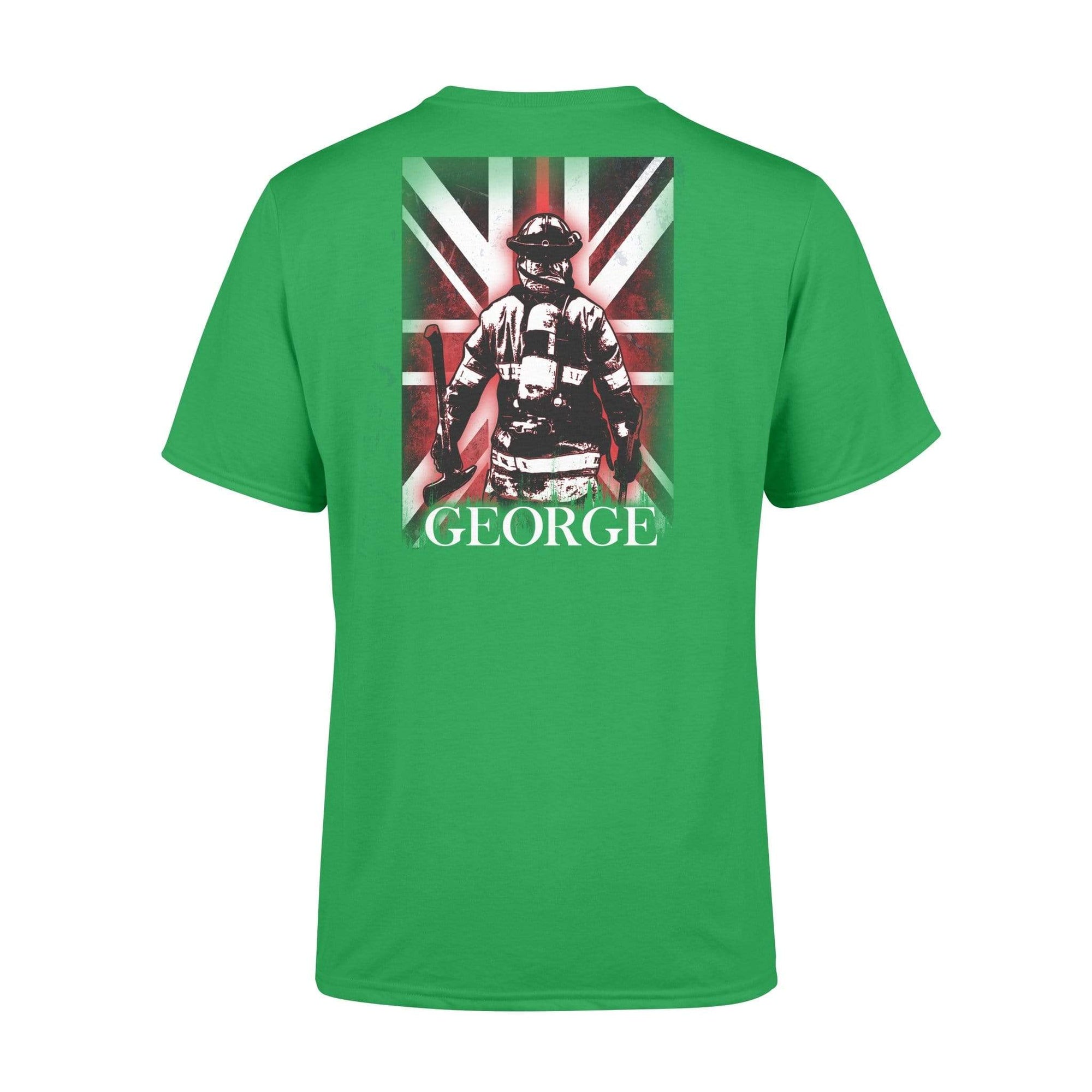 Apparel S / Kelly Personalized Shirt - Firefighter Bunker Gear UK Flag - Standard T-shirt