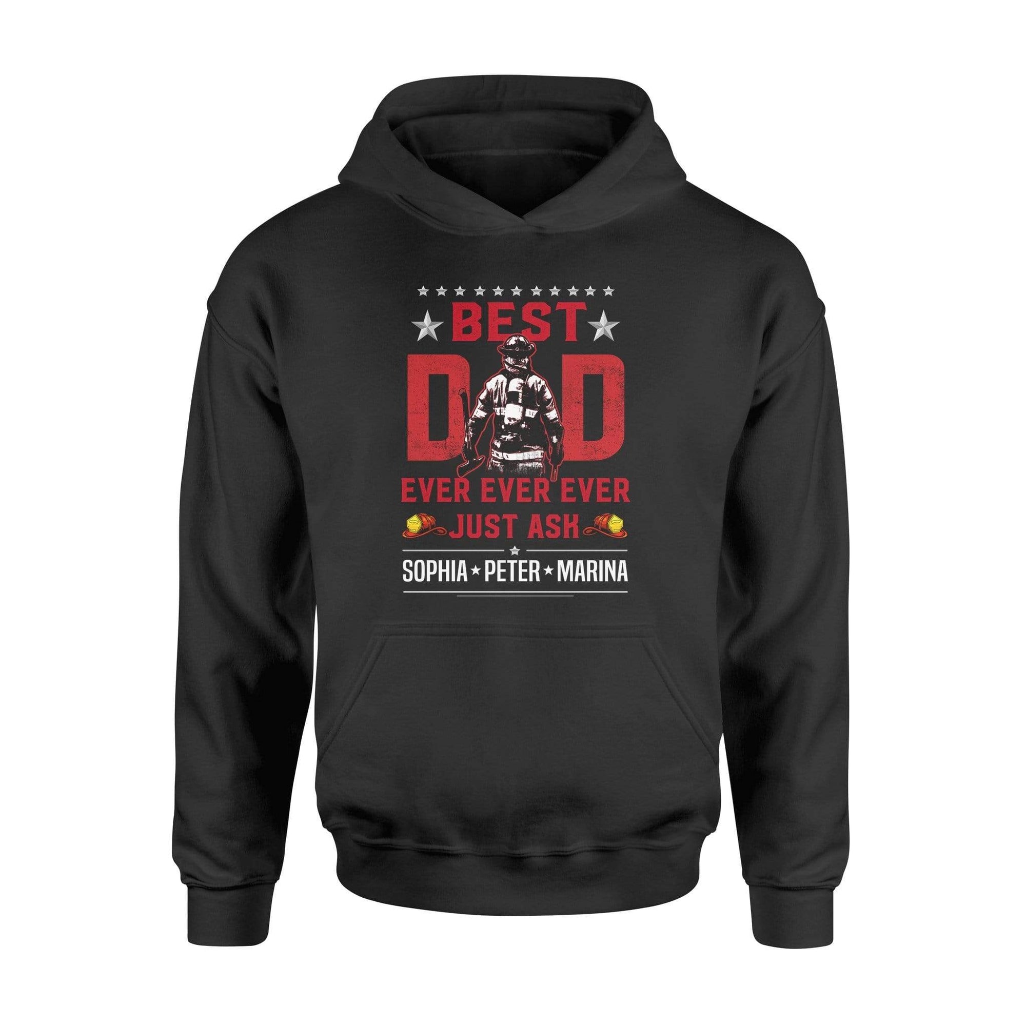 Apparel S / Black Personalized Shirt - Firefighter Dad Ever x 3 - DSAPP