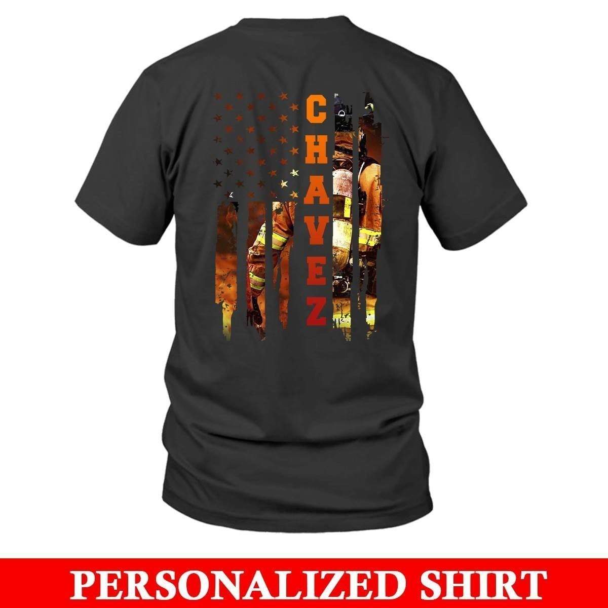 Apparel S / Black Personalized Shirt - Firefighter Inside Flag - DSAPP