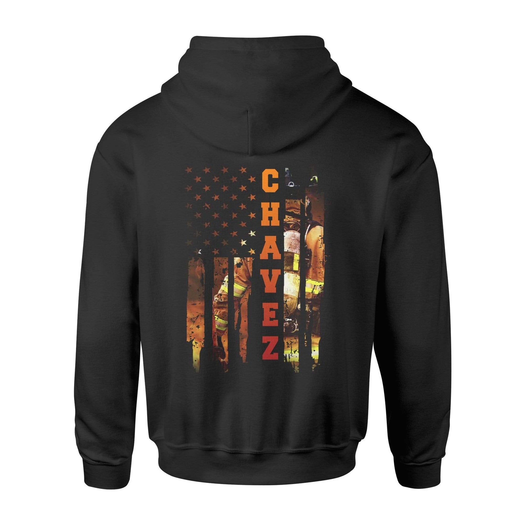 Apparel S / Black Personalized Shirt - Firefighter Inside Flag - DSAPP