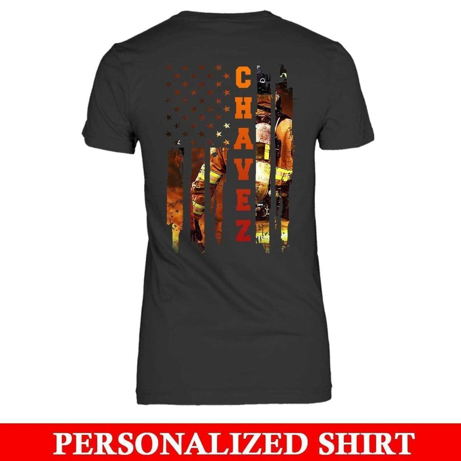 Apparel XS / Black Personalized Shirt - Firefighter Inside Flag - DSAPP