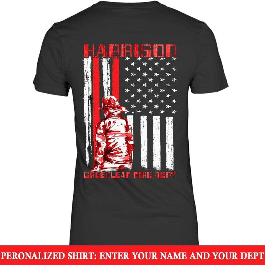 Apparel XS / Black Personalized Shirt- Fireman In Nation Flag - DSAPP