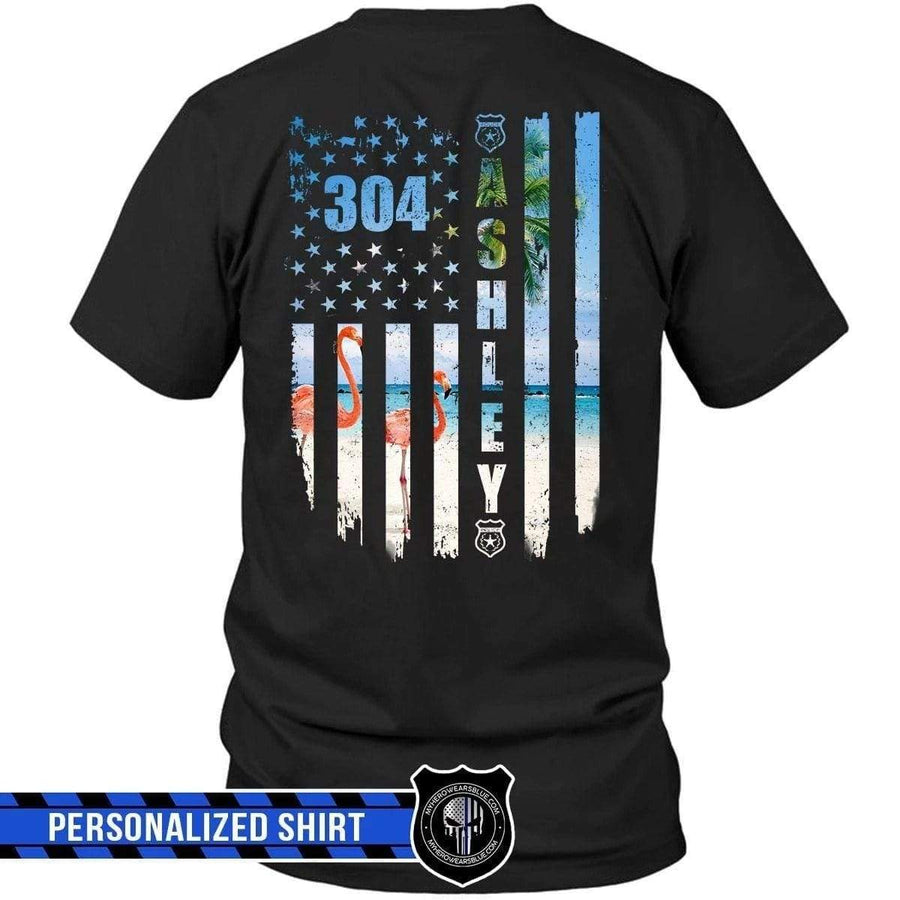 Apparel S / Black Personalized Shirt - Flamingo Police Flag - DSAPP