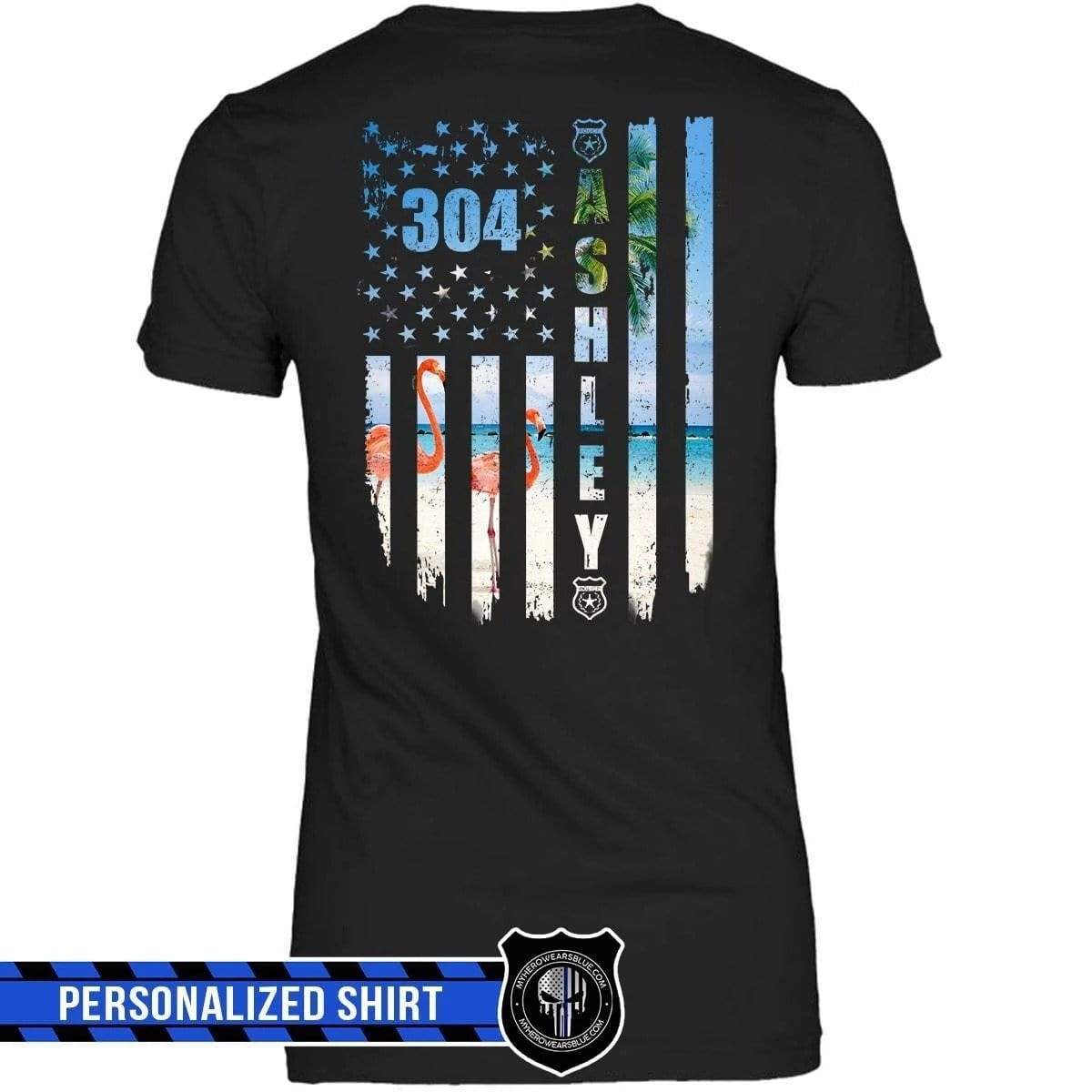 Apparel XS / Black Personalized Shirt - Flamingo Police Flag - DSAPP