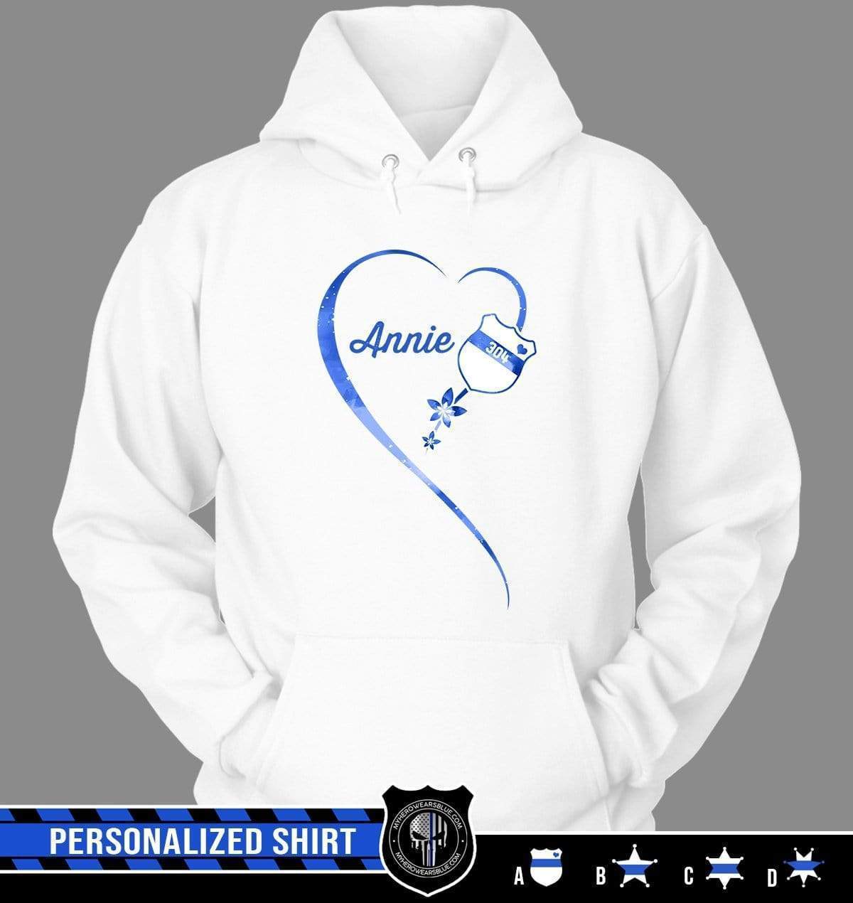 Apparel S / White Personalized Shirt - Flower Galaxy Heart - Police - DSAPP