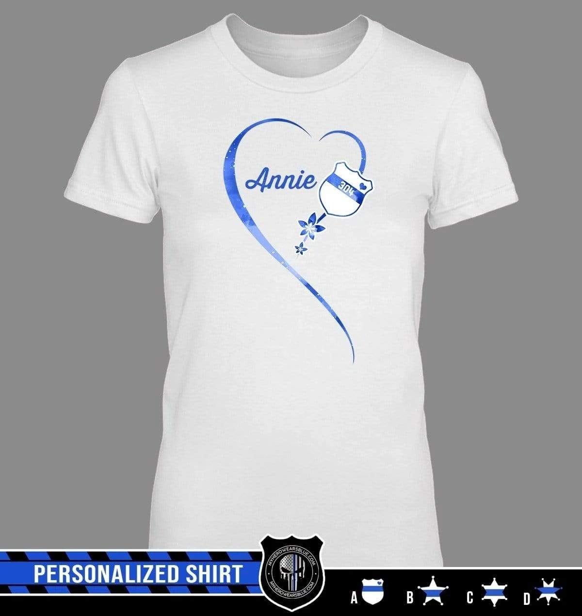 Apparel XS / White Personalized Shirt - Flower Galaxy Heart - Police - DSAPP