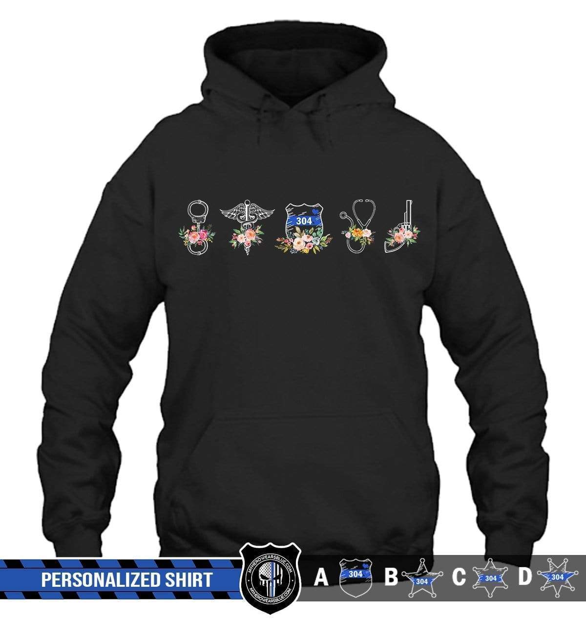 Apparel S / Black Personalized Shirt - Flower Typical Things - Nurse x Police - DSAPP