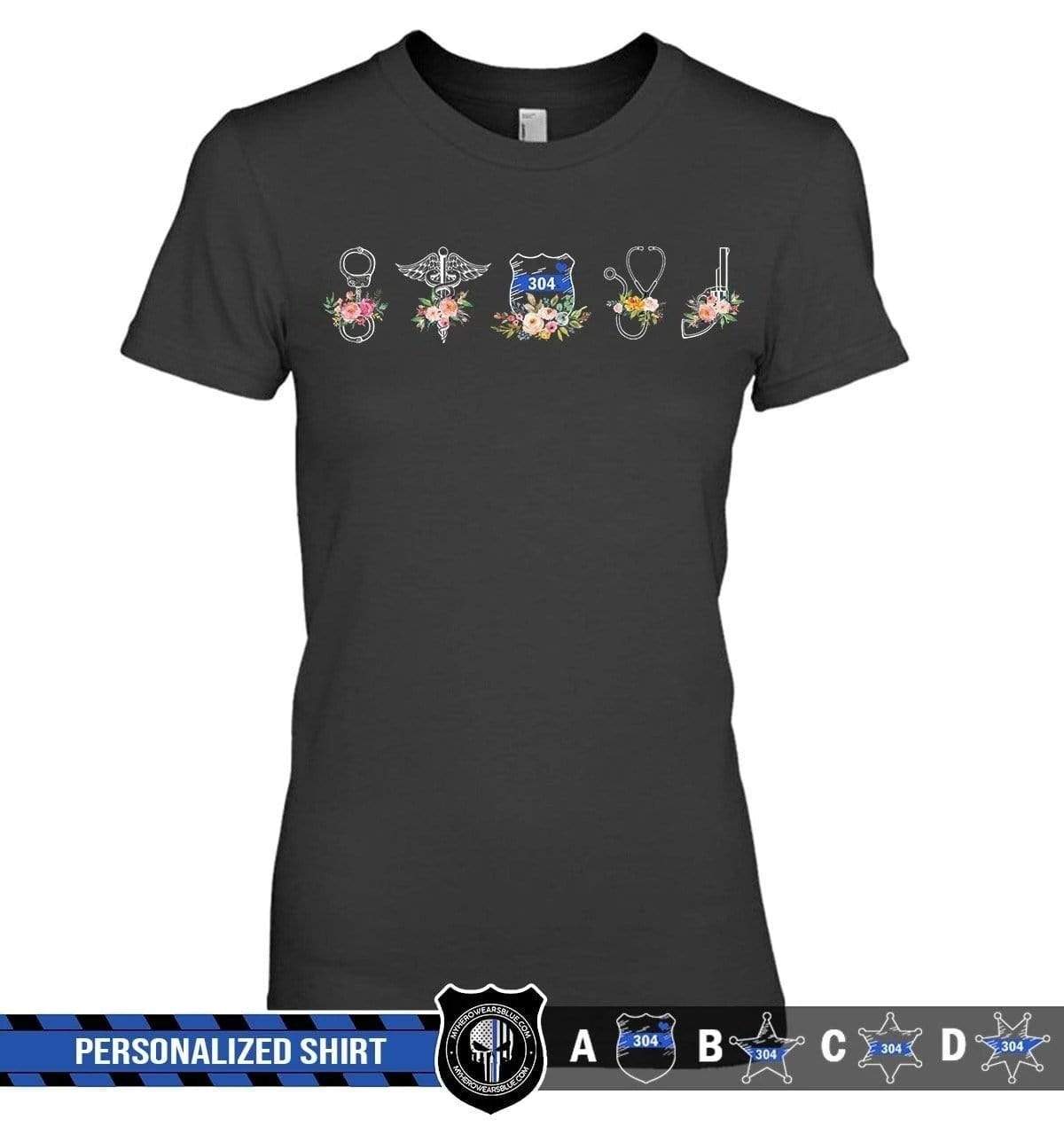 Apparel XS / Black Personalized Shirt - Flower Typical Things - Nurse x Police - DSAPP
