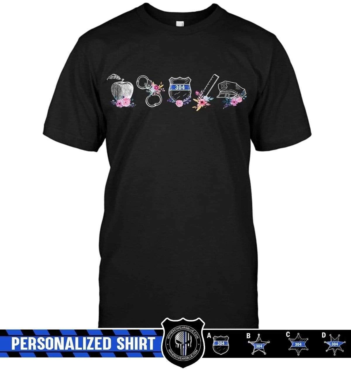 Apparel S / Black Personalized Shirt - Flower Typical Things - Teacher x Police - DSAPP