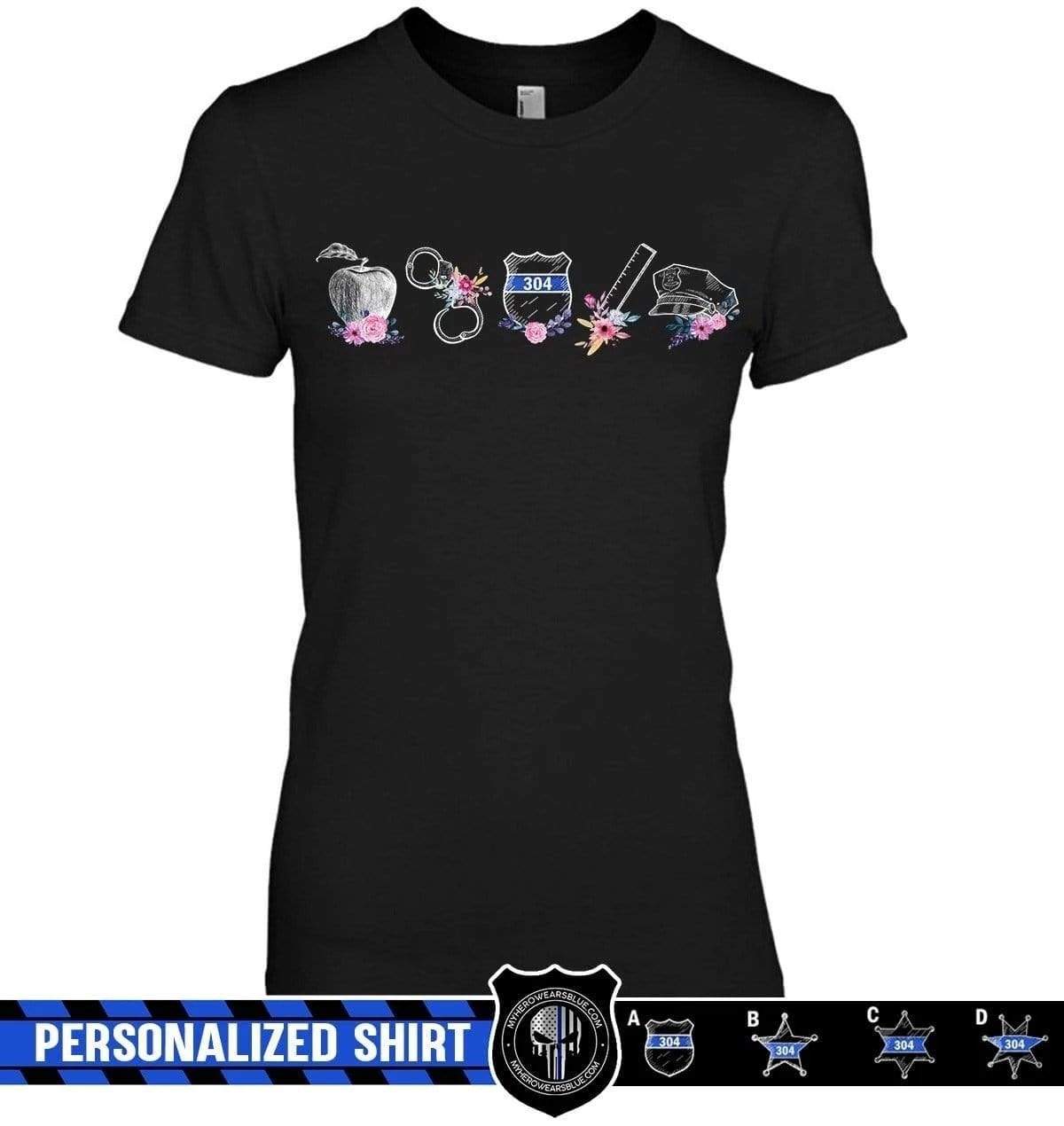 Apparel XS / Black Personalized Shirt - Flower Typical Things - Teacher x Police - DSAPP