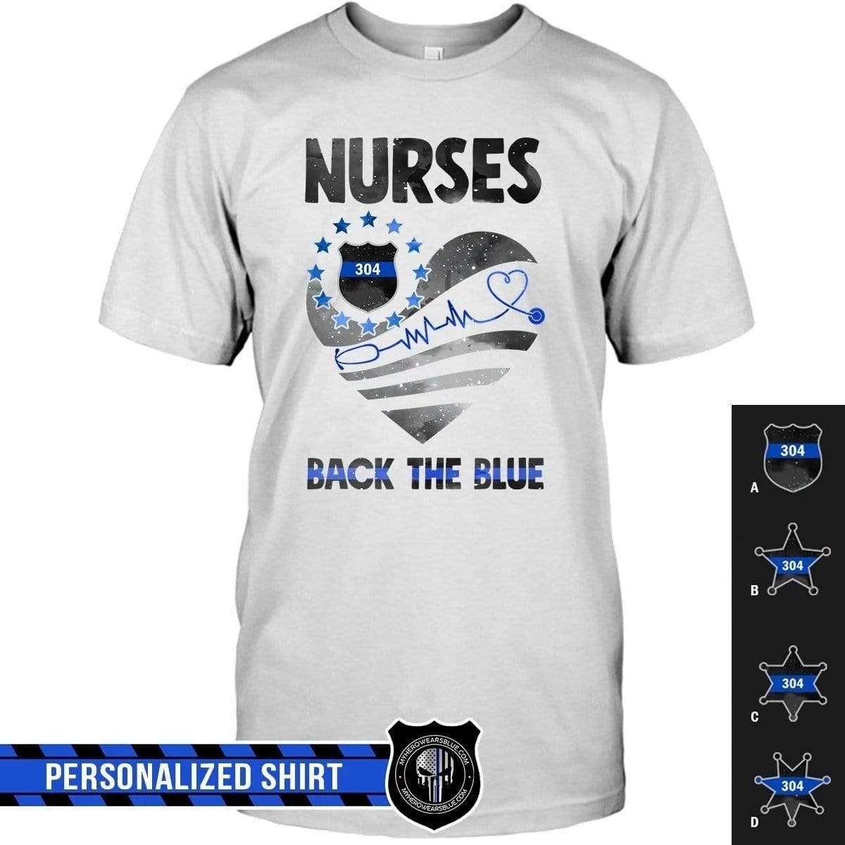 Apparel S / White Personalized Shirt - Galaxy Flag Heart - Back The Color - Nurse x Police - DSAPP