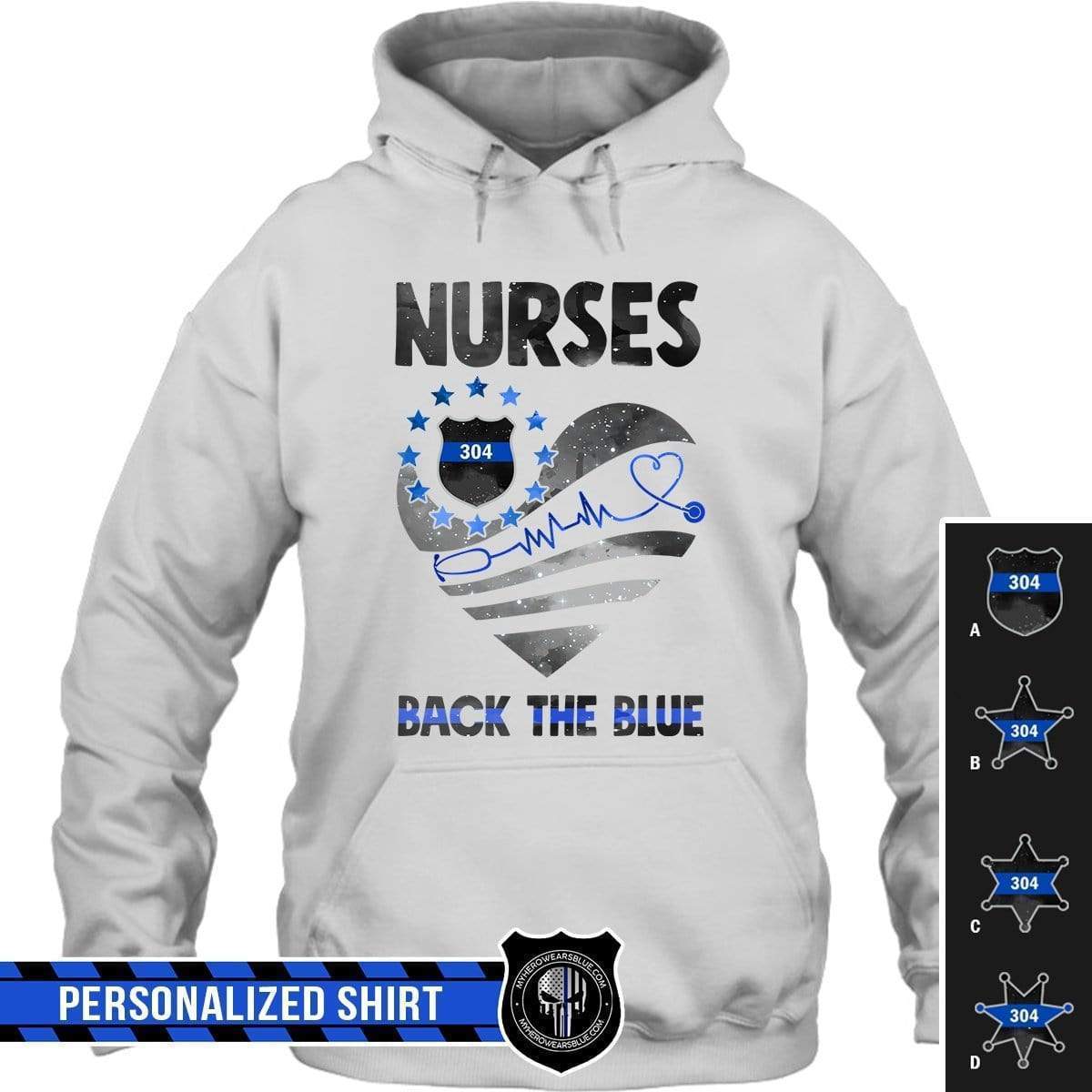 Apparel S / White Personalized Shirt - Galaxy Flag Heart - Back The Color - Nurse x Police - DSAPP