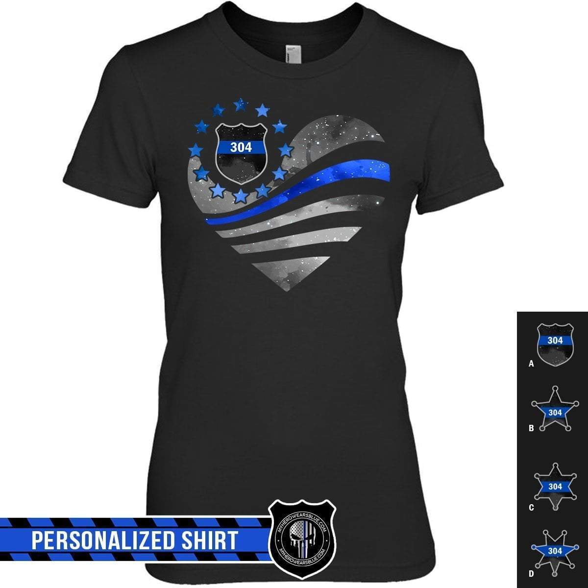 Apparel XS / Black Personalized Shirt - Galaxy Flag Heart - DSAPP