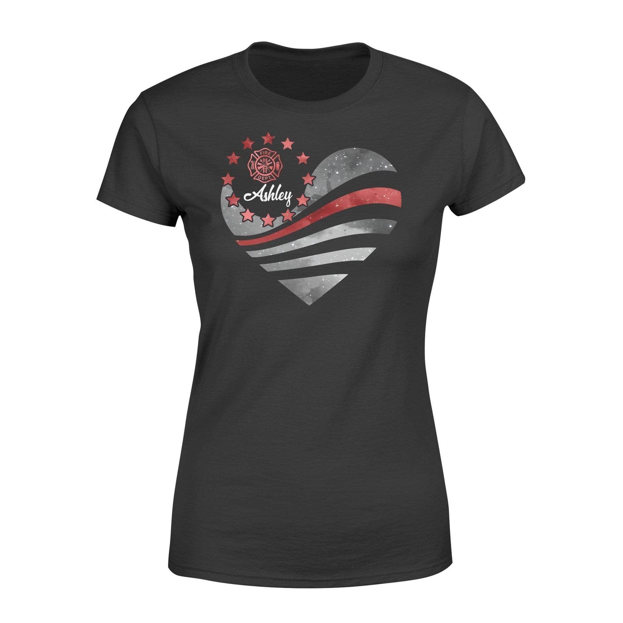 Apparel XS / Black Personalized Shirt - Galaxy Flag Heart - Firefighter - DSAPP
