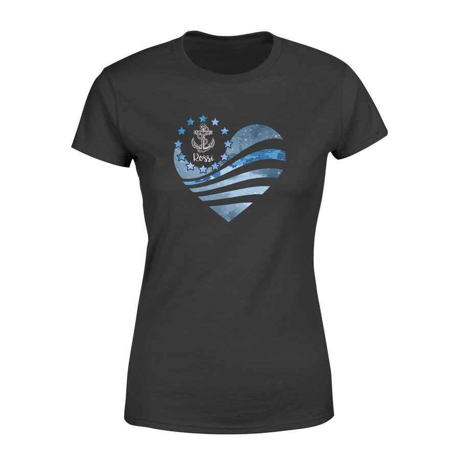 Apparel XS / Black Personalized Shirt - Galaxy Flag Heart - Navy - DSAPP