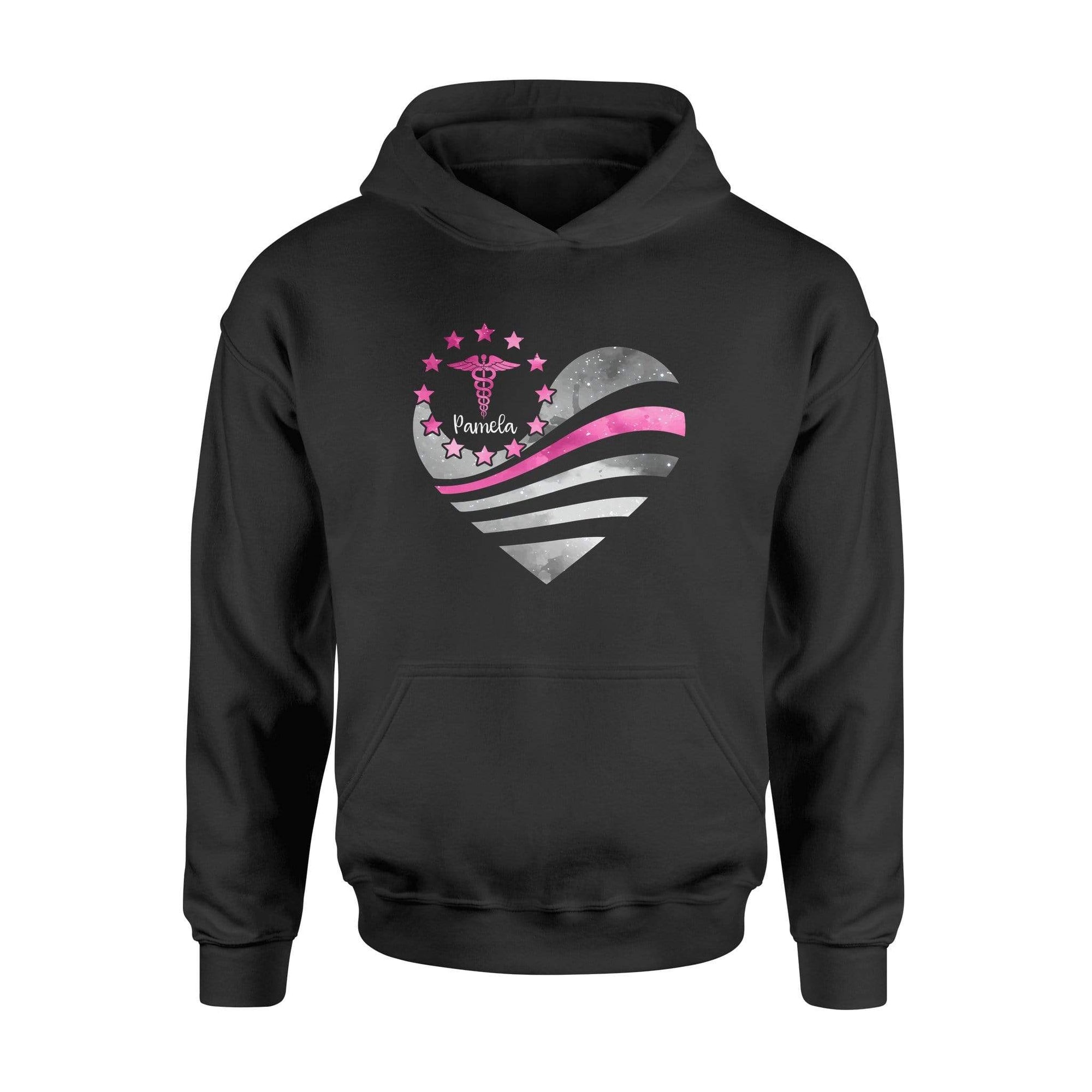 Apparel S / Black Personalized Shirt - Galaxy Flag Heart - Nurse - DSAPP