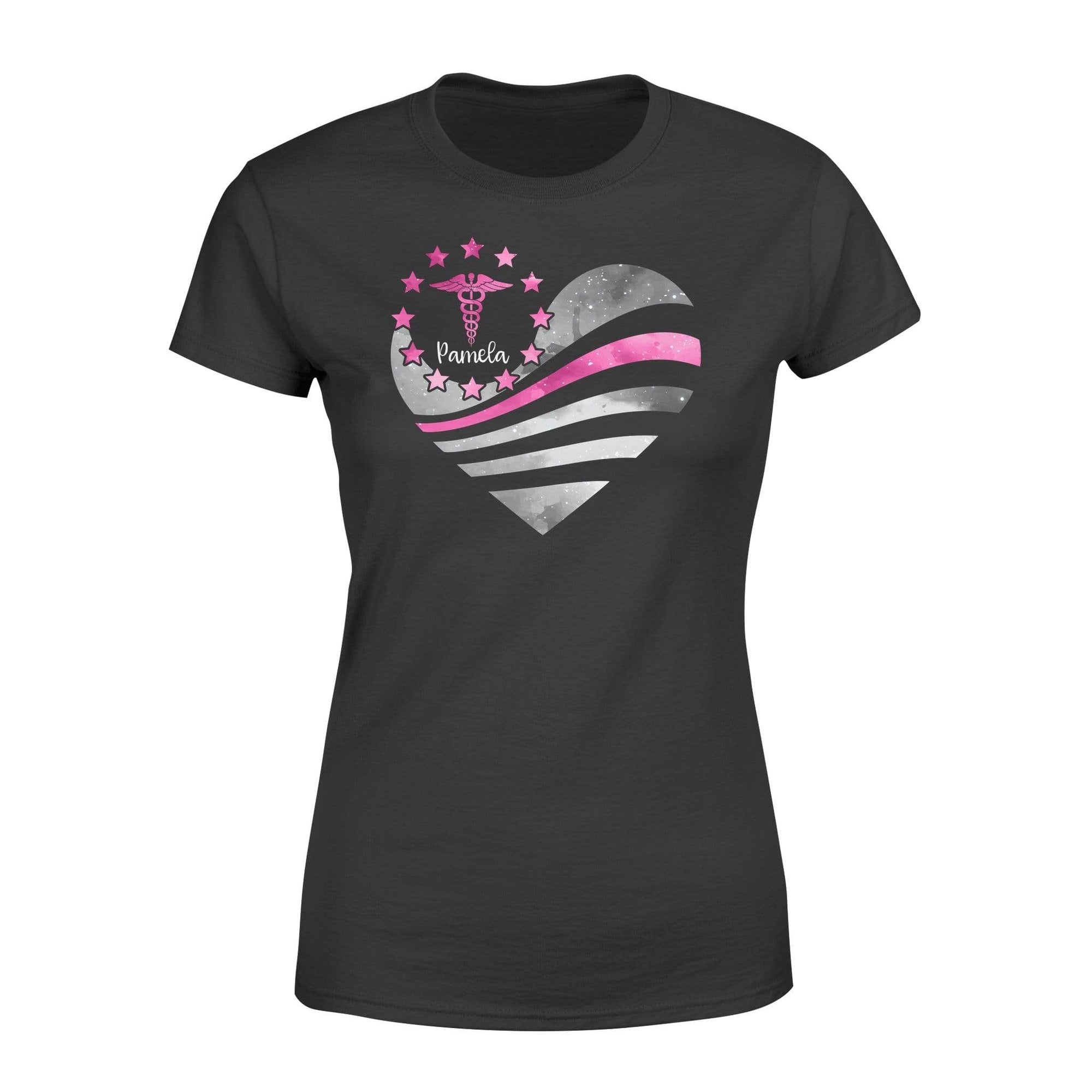Apparel XS / Black Personalized Shirt - Galaxy Flag Heart - Nurse - DSAPP