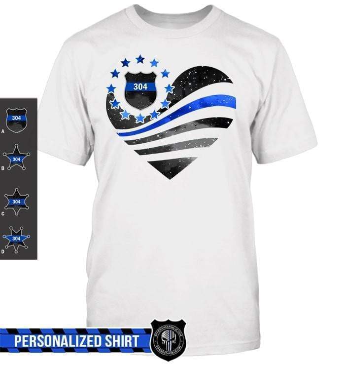 Apparel S / White Personalized Shirt - Galaxy Flag Heart - Police - White Shirt - DSAPP