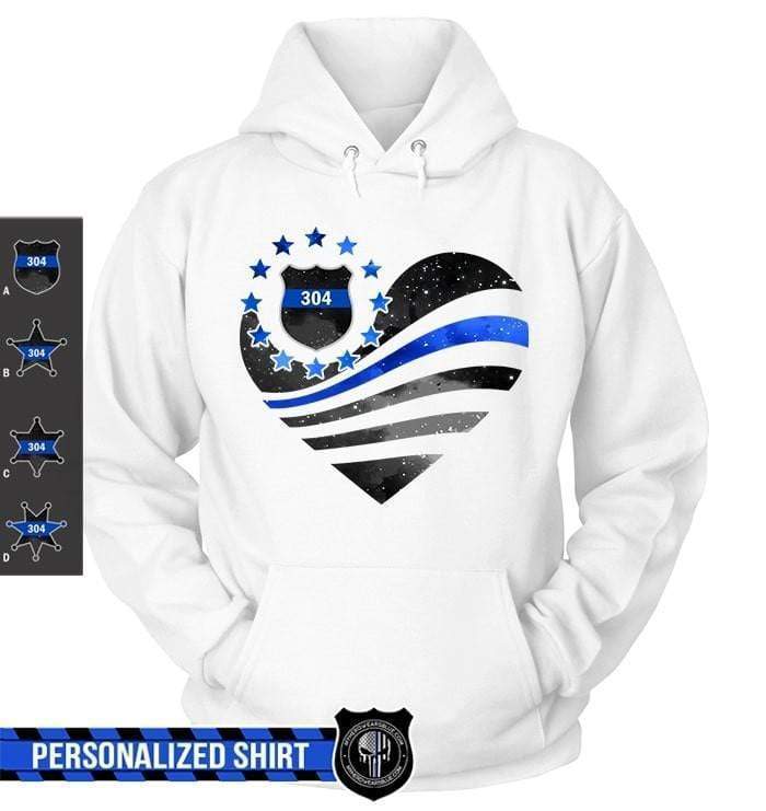 Apparel S / White Personalized Shirt - Galaxy Flag Heart - Police - White Shirt - DSAPP