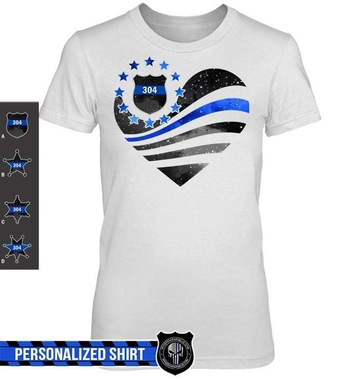Apparel XS / White Personalized Shirt - Galaxy Flag Heart - Police - White Shirt - DSAPP