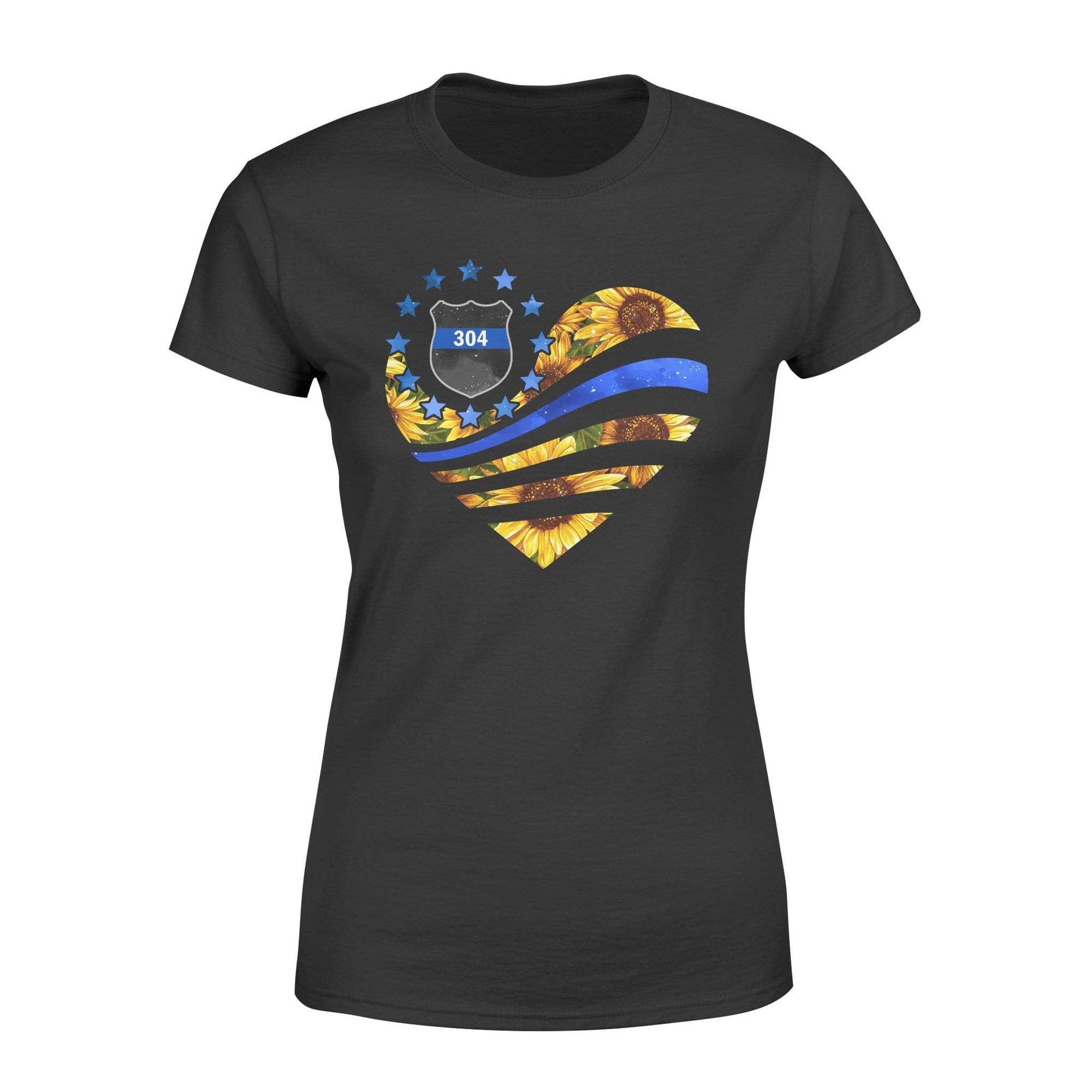 Apparel XS / Black Personalized Shirt - Galaxy Flag Heart - Sunflower Pattern - Standard Women's T-shirt - DSAPP