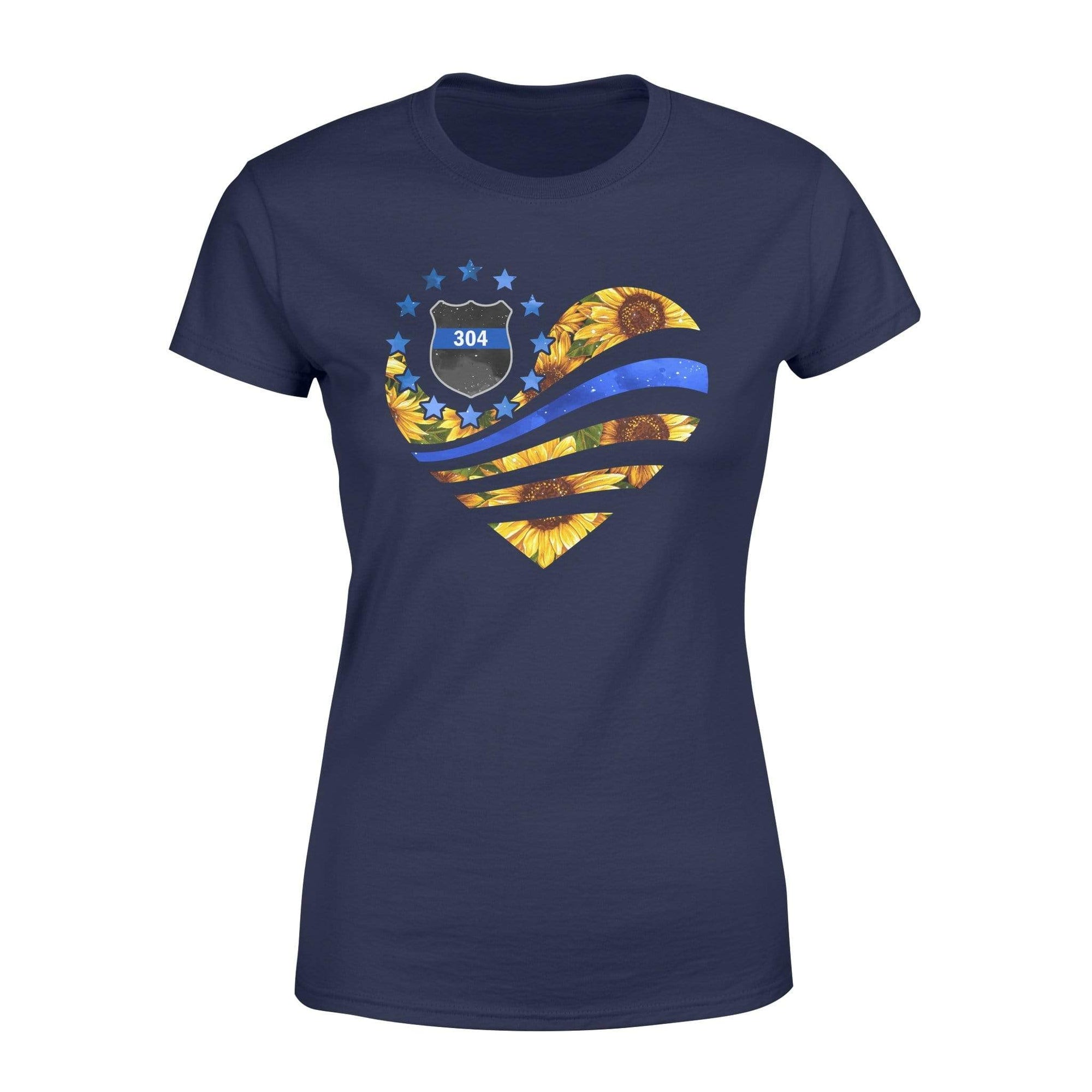 Apparel XS / Navy Personalized Shirt - Galaxy Flag Heart - Sunflower Pattern - Standard Women's T-shirt - DSAPP