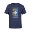 Apparel S / Navy Personalized Shirt - Galaxy Skull Thin Blue Line Flag - Standard T-shirt
