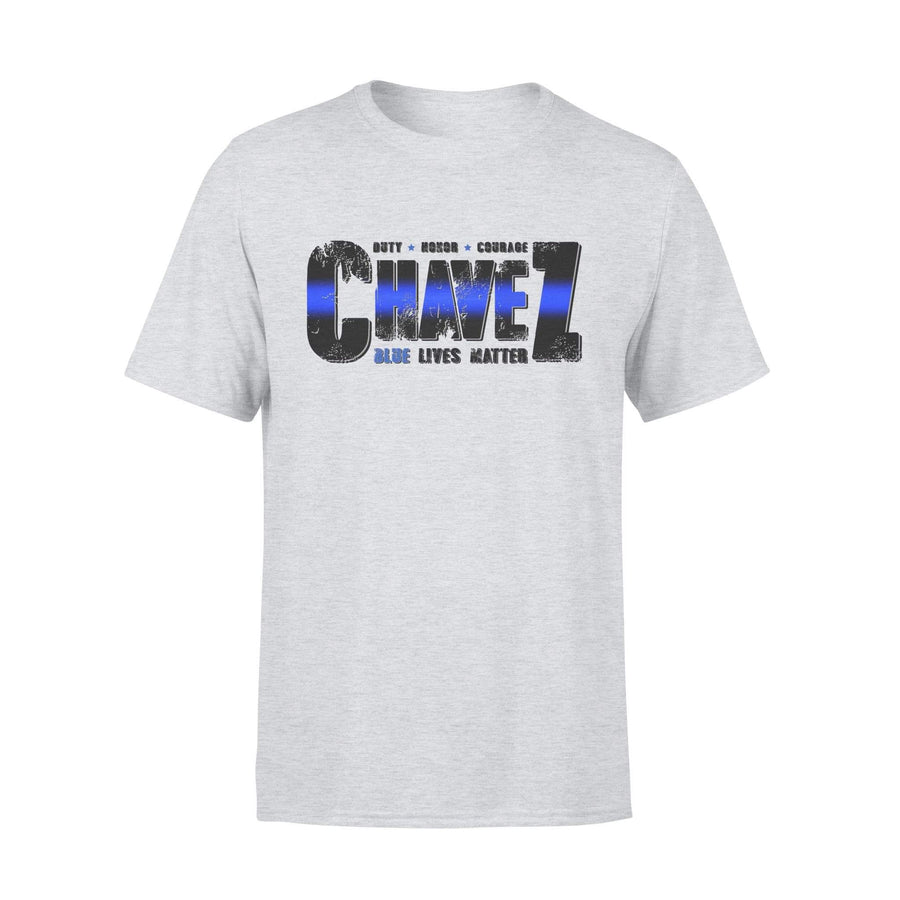 Apparel S / Grey Personalized Shirt - Glow Police Name Artwork - Standard T-shirt - DSAPP