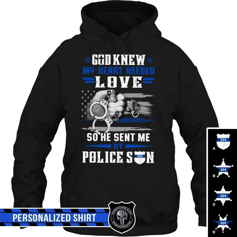 Apparel S / Black Personalized Shirt - God Sent Me My Police Son Shirt - DSAPP