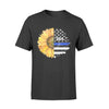 Apparel S / Black Personalized Shirt - Half Sunflower - Half Flag - DSAPP