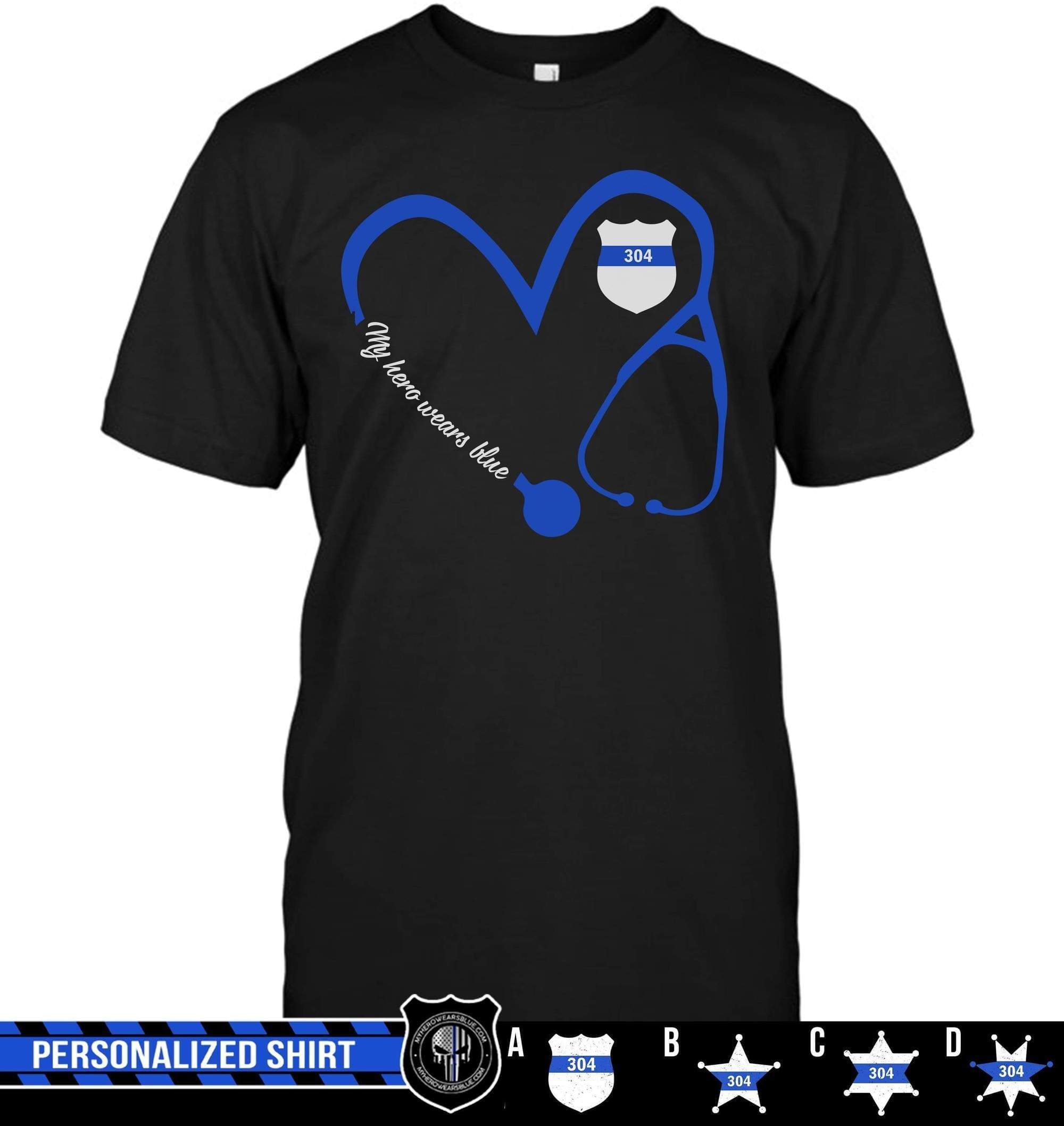 Apparel S / Black Personalized Shirt - Heart 3-4 Nurse - Police Badge - DSAPP