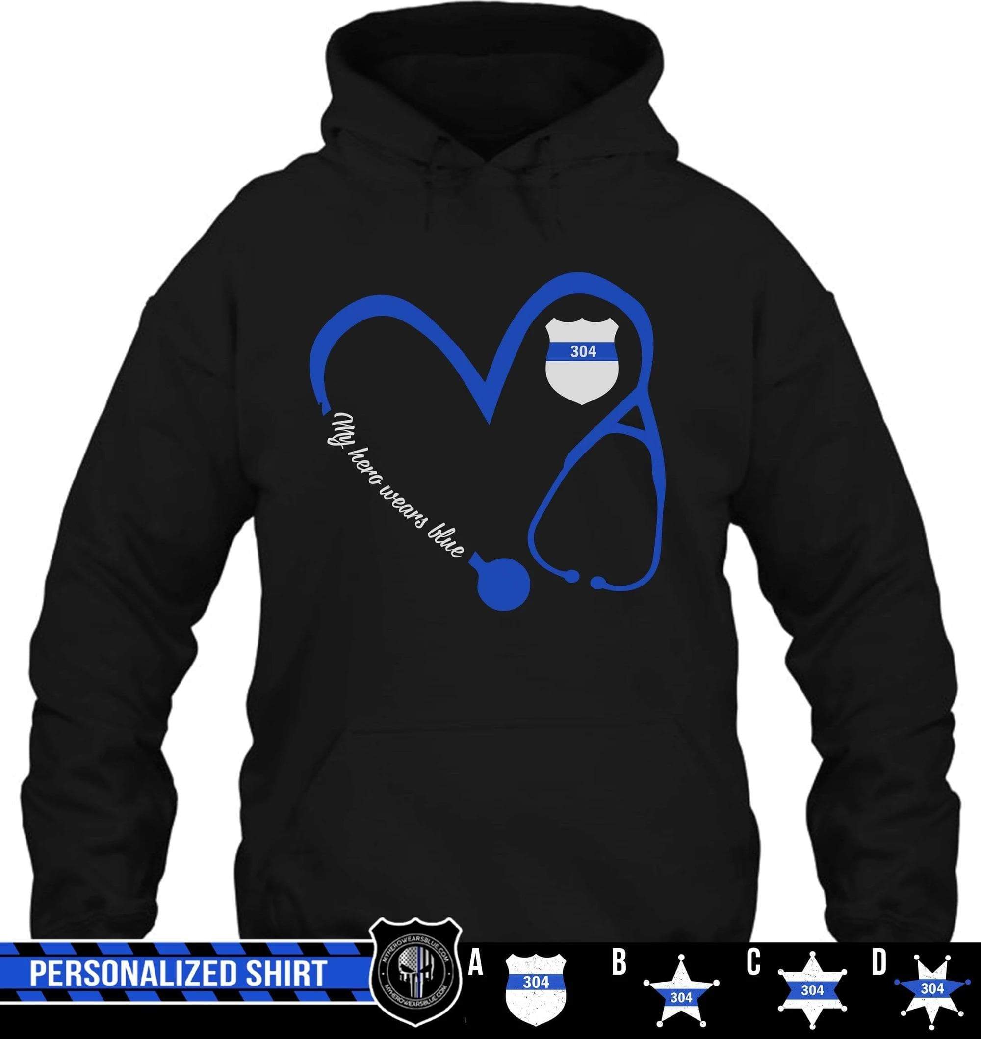 Apparel S / Black Personalized Shirt - Heart 3-4 Nurse - Police Badge - DSAPP