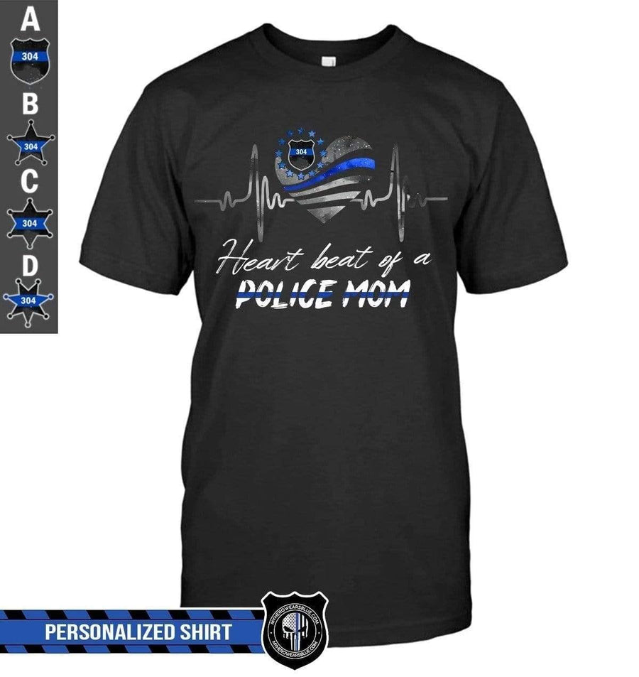 Apparel S / Black Personalized Shirt - Heart Beat Of A Blue Line Supporter - DSAPP