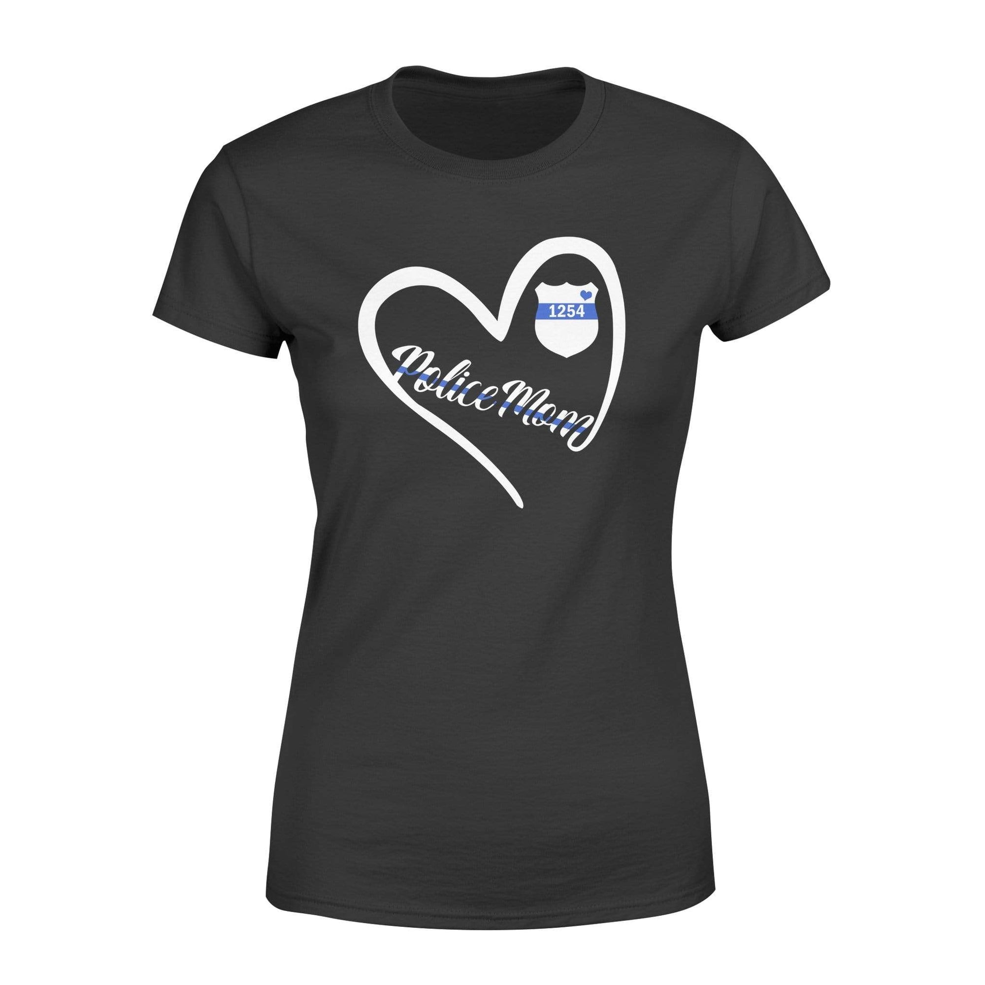 Apparel XS / Black Personalized Shirt - Heart Mom - Police Badge - DSAPP