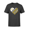 Apparel S / Black Personalized Shirt - Heart Thin Gold Line Flag - DSAPP