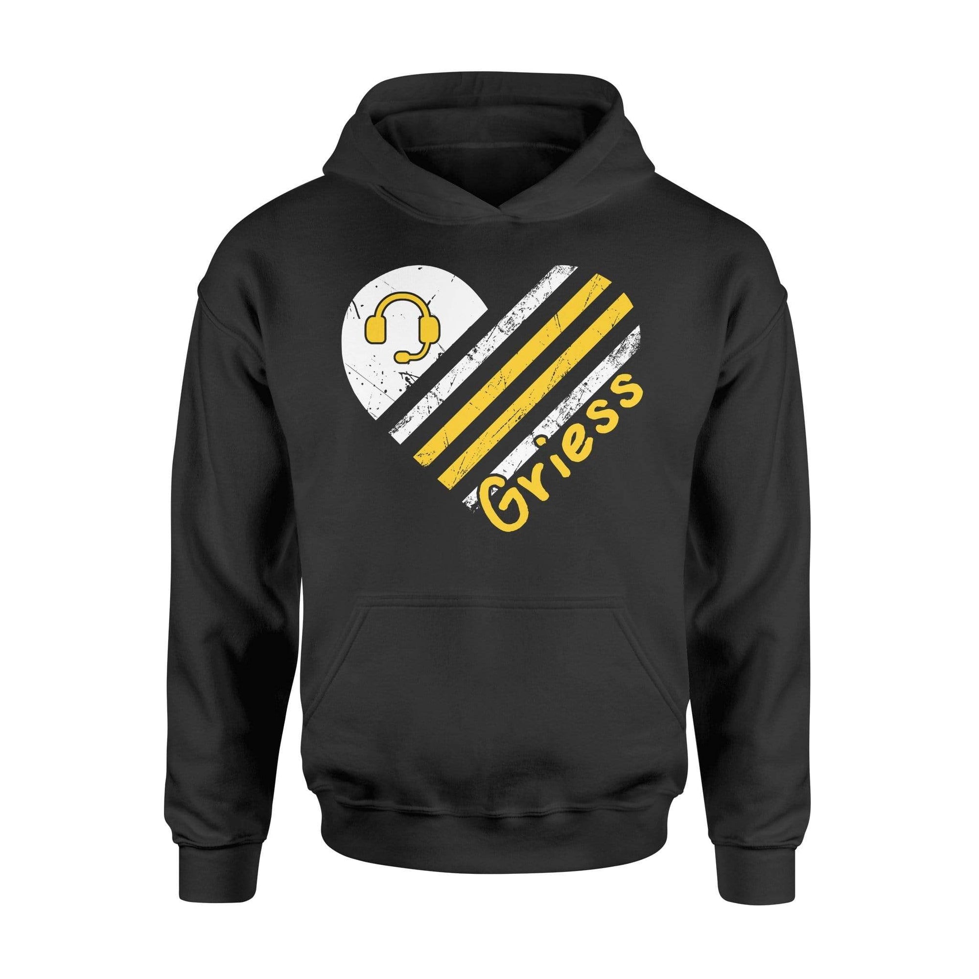 Apparel S / Black Personalized Shirt - Heart Thin Gold Line Flag - DSAPP