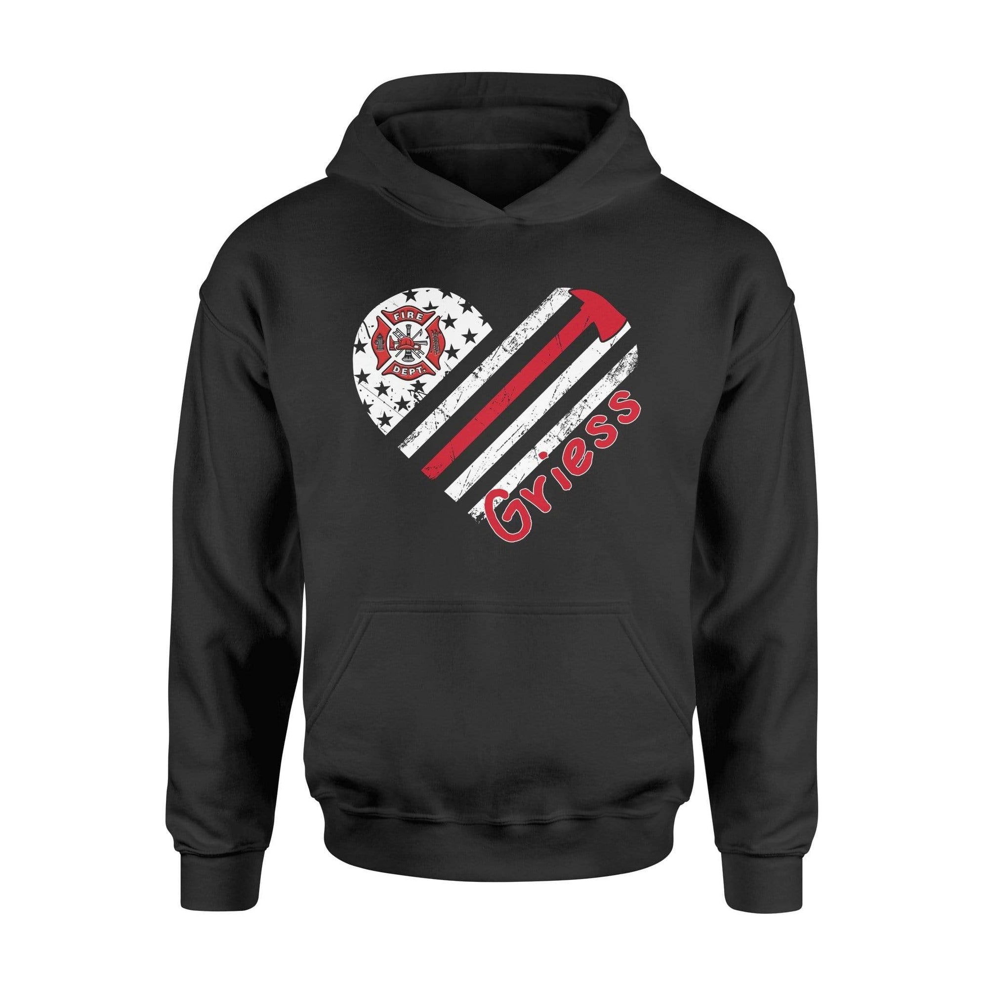 Apparel S / Black Personalized Shirt - Heart Thin Red Line - Firefighter Axe - DSAPP