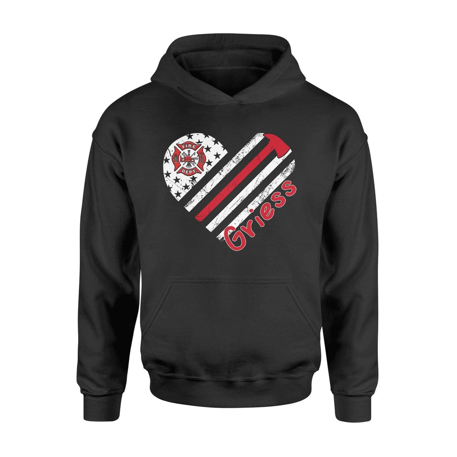 Apparel S / Black Personalized Shirt - Heart Thin Red Line - Firefighter Axe - DSAPP