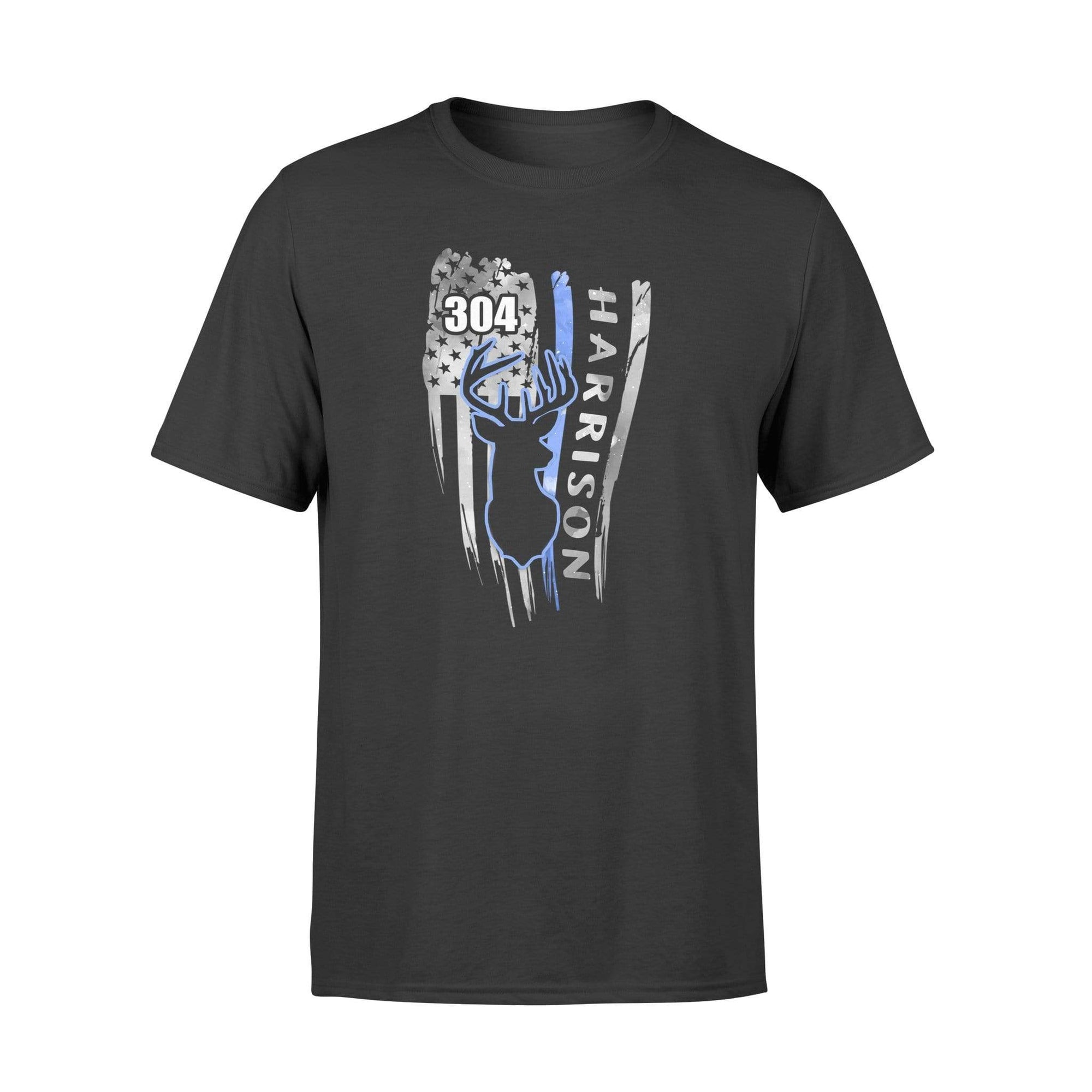 Apparel S / Black Personalized Shirt - Hunting - Thin Blue Line - Deer Distressed Flag - DSAPP