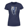 Apparel XS / Navy Personalized Shirt - Hunting - Thin Blue Line - Deer Distressed Flag - Standard Women's T-shirt - DSAPP