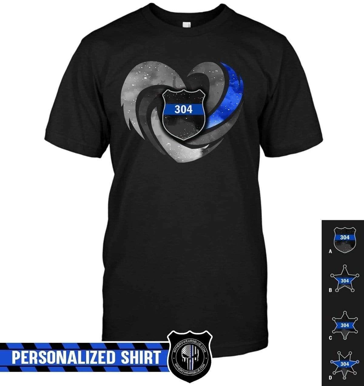 Apparel S / Black Personalized Shirt - Hurricane Galaxy Heart - Police - DSAPP