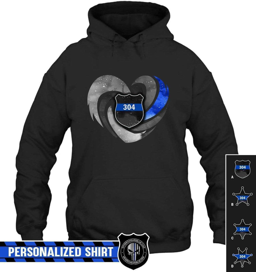 Apparel S / Black Personalized Shirt - Hurricane Galaxy Heart - Police - DSAPP