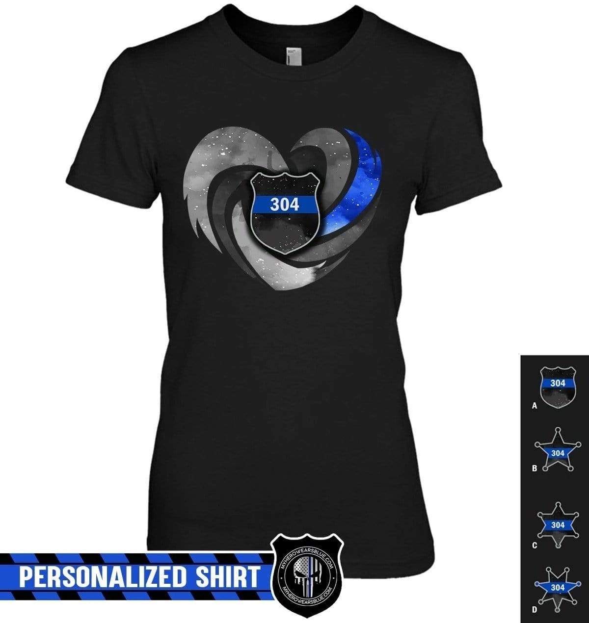 Apparel XS / Black Personalized Shirt - Hurricane Galaxy Heart - Police - DSAPP