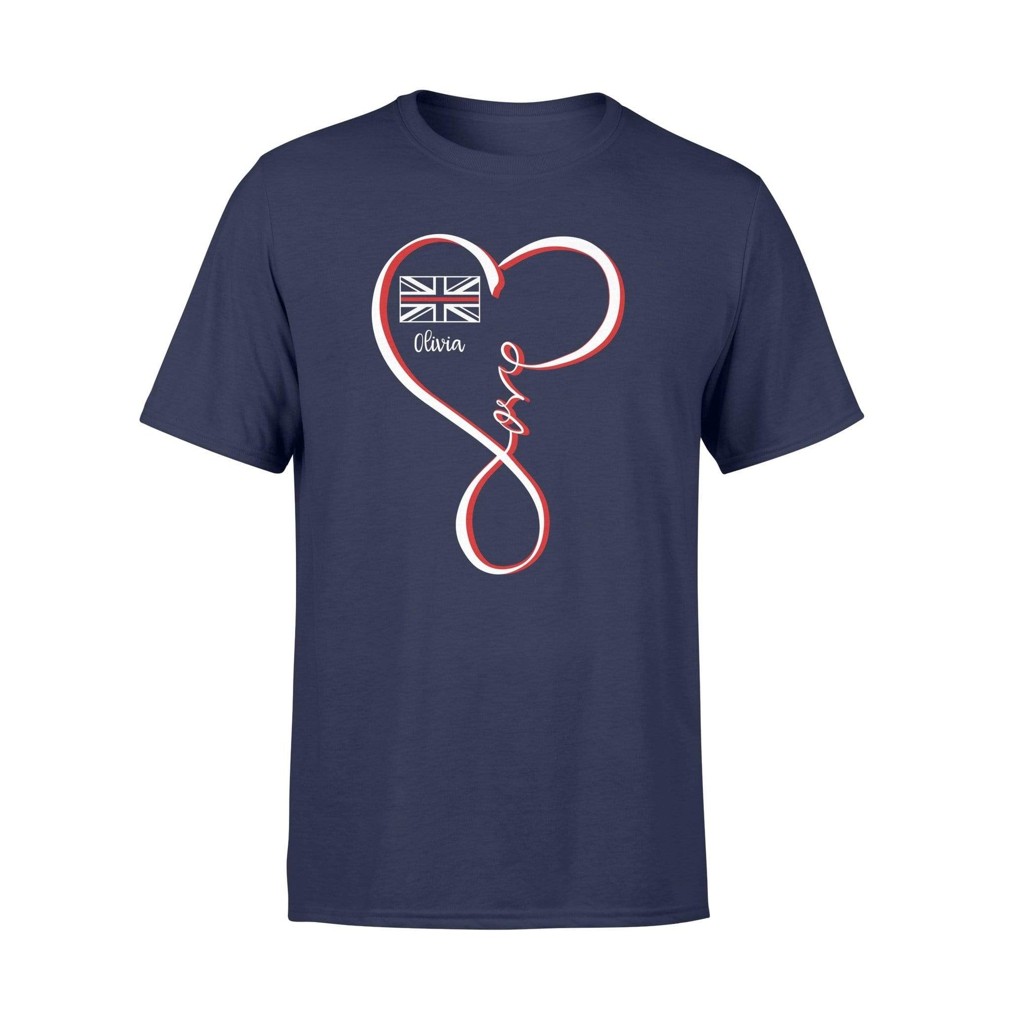 Apparel S / Navy Personalized Shirt - Infinity Love - UK Thin Red Line Flag - Standard T-shirt