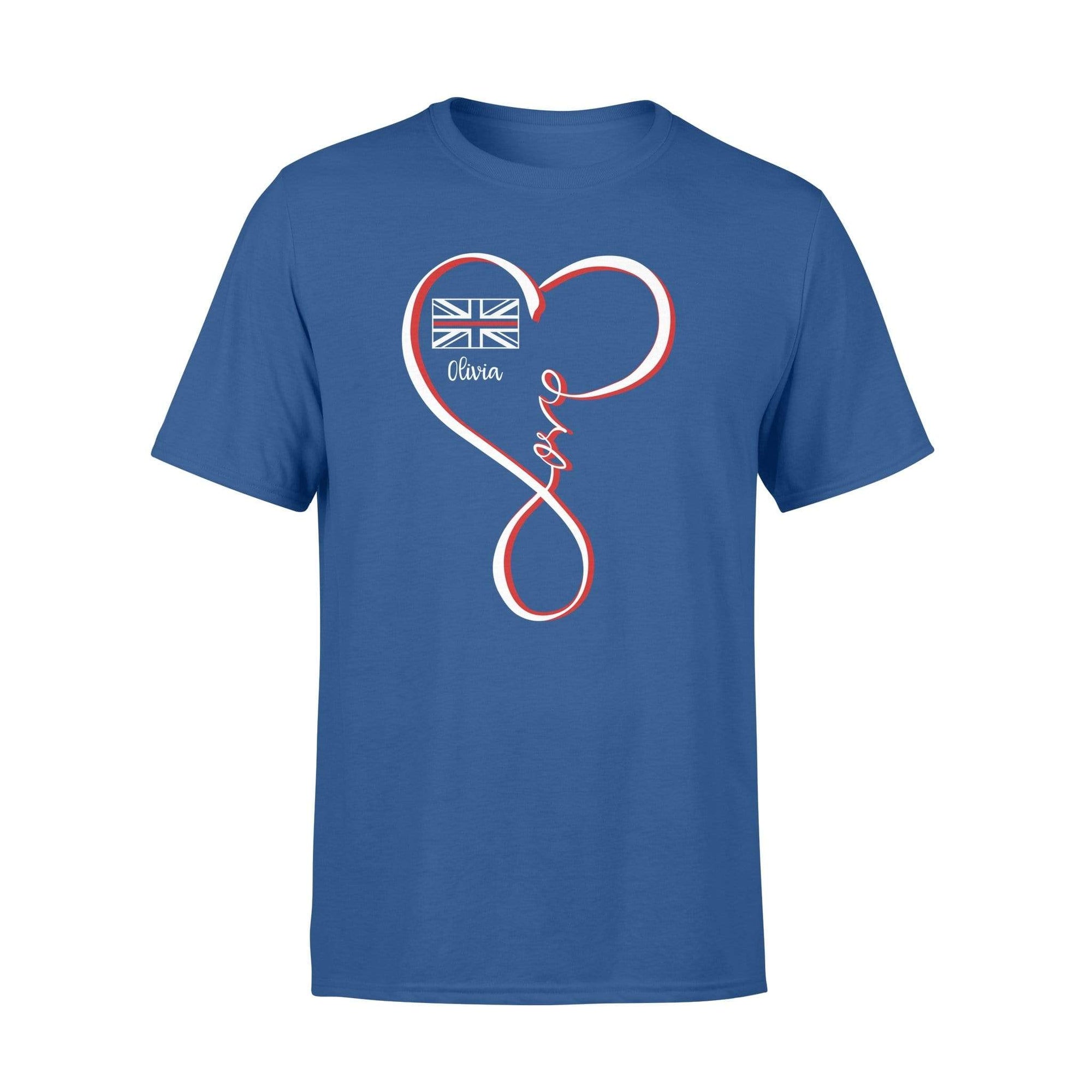 Apparel S / Royal Personalized Shirt - Infinity Love - UK Thin Red Line Flag - Standard T-shirt