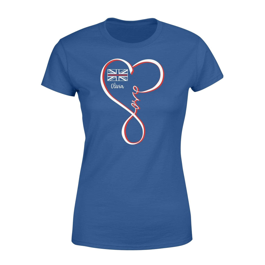 Apparel XS / Royal Personalized Shirt - Infinity Love - UK Thin Red Line Flag - Standard Women's T-shirt