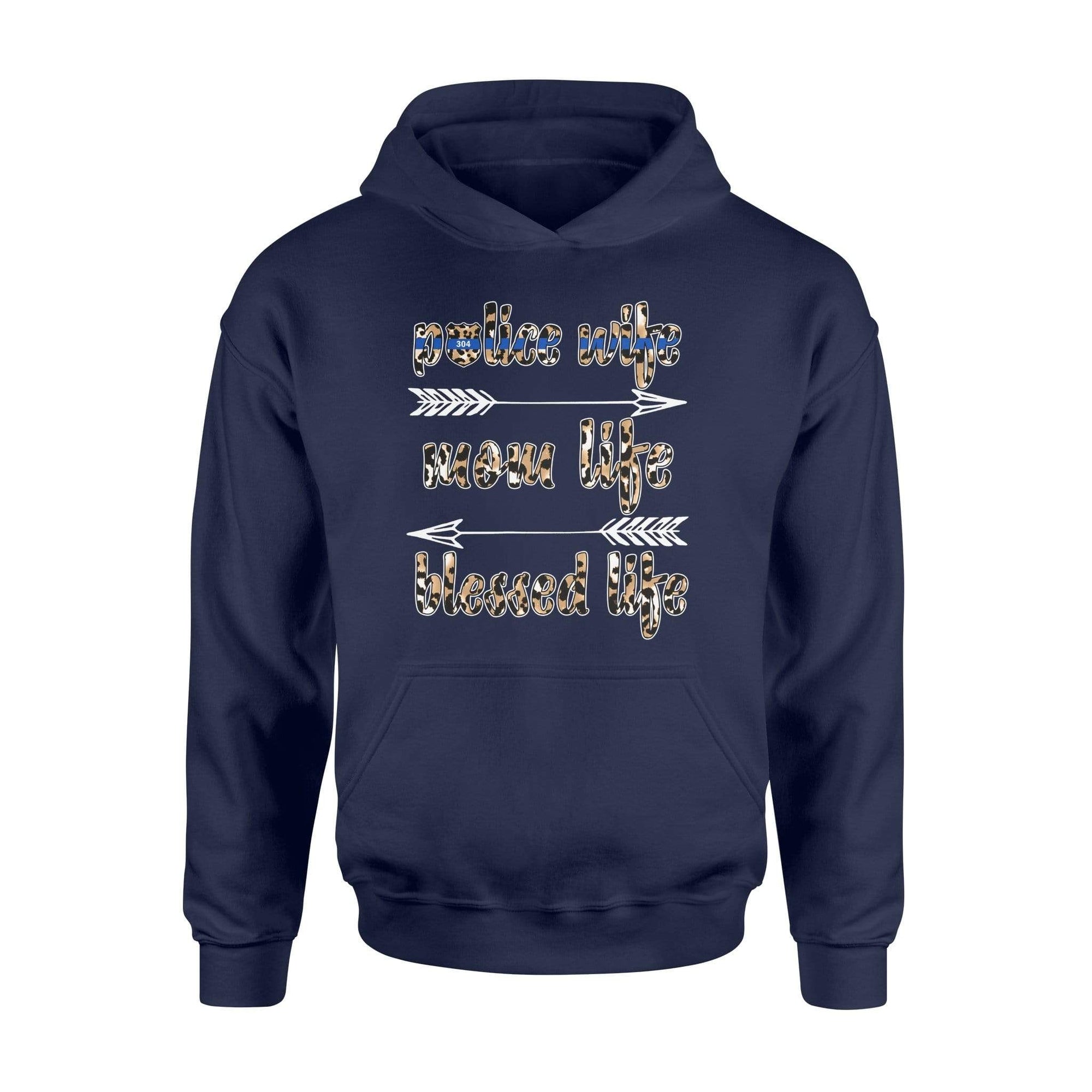 Apparel S / Navy Personalized Shirt - Leopard Police Wife - Mom Life - Standard Hoodie - DSAPP