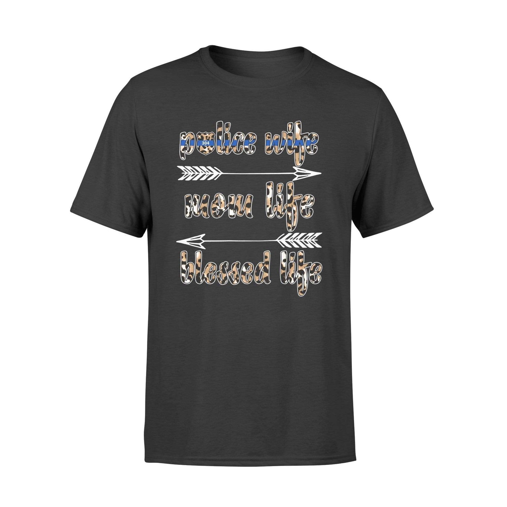 Apparel S / Black Personalized Shirt - Leopard Police Wife - Mom Life - Standard T-shirt - DSAPP