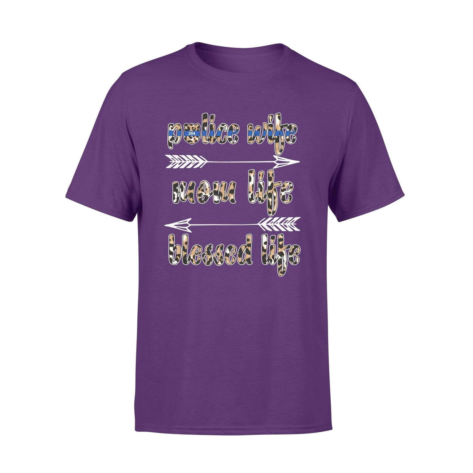 Apparel S / Purple Personalized Shirt - Leopard Police Wife - Mom Life - Standard T-shirt - DSAPP
